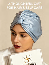 [Steel Blue] SilkSilky  22Momme Pure Silk Sleep Cap 006