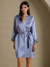 [Steel Blue] SilkSilky  3/4 Sleeve Women's Robe 003