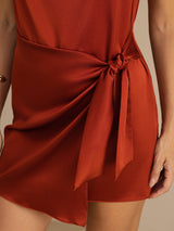 [Caramel] SilkSilky Sleeveless Cowl Neck Dress 005