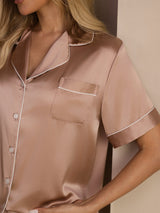 [Tuscany] SilkSilky  Short Sleeve Lapel Collar Women's Pajamas 004