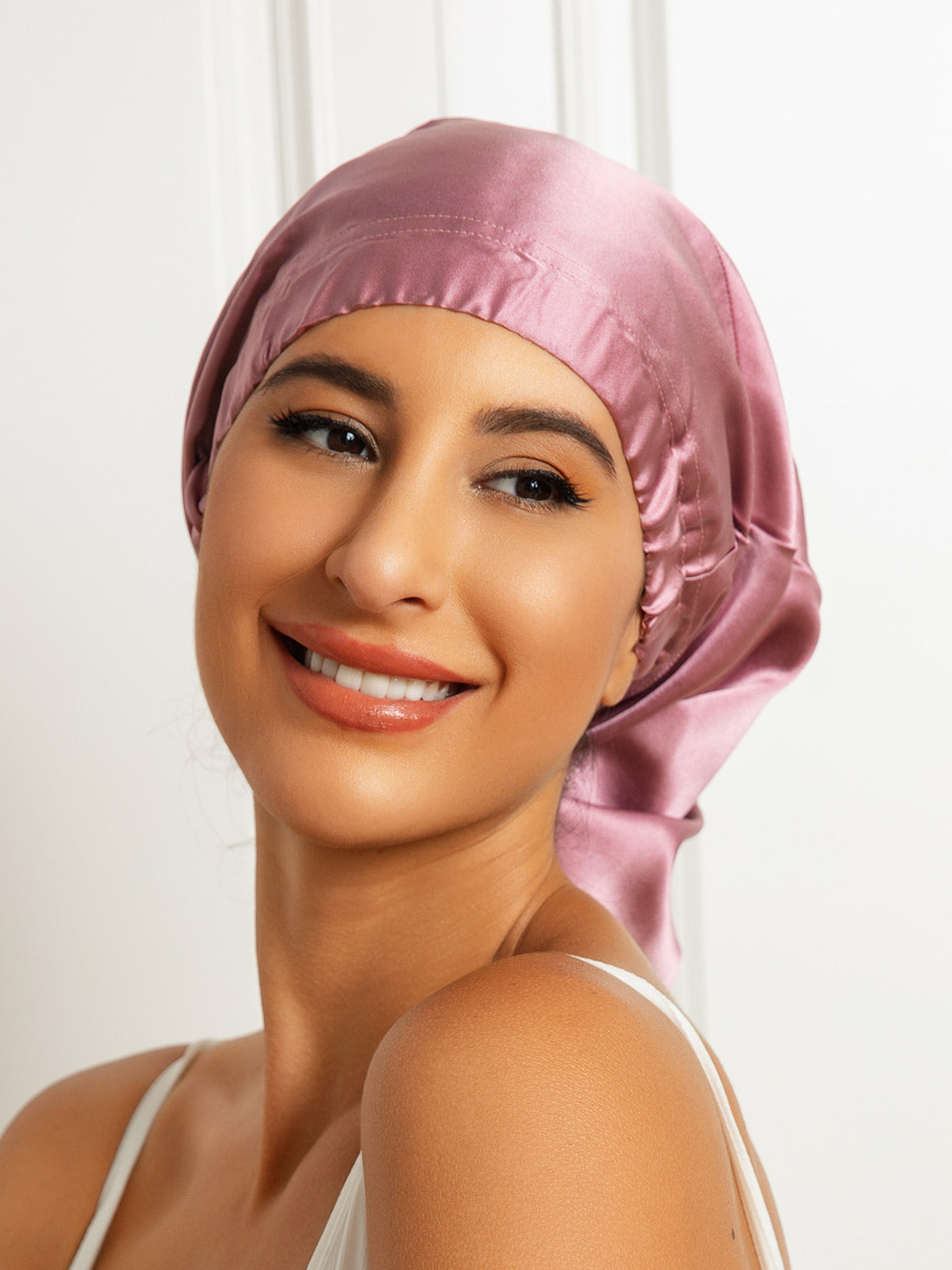 SilkSilky  Pure Silk Sleep Cap PaleMauve 003