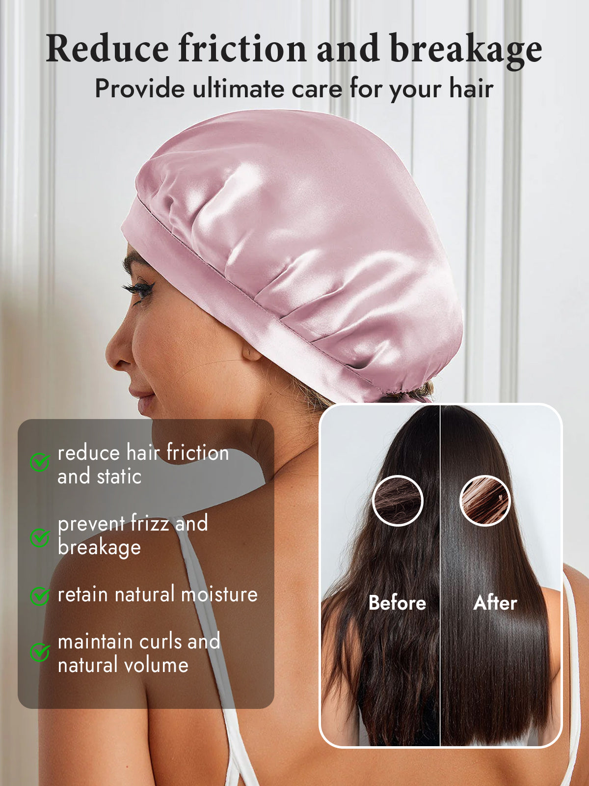 [Light Pink] SilkSilky  Pure Silk Sleep Cap 004