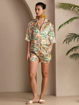[Sand Crocodile] SilkSilky  Short Sleeve Notch Collar Women's Pajamas 003