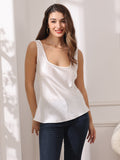 SilkSilky US Pure Silk Sleeveless U Neck Camisole Top White 005