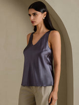 [Dark Gray] SilkSilky  Sleeveless V Neck Camisole Top 006