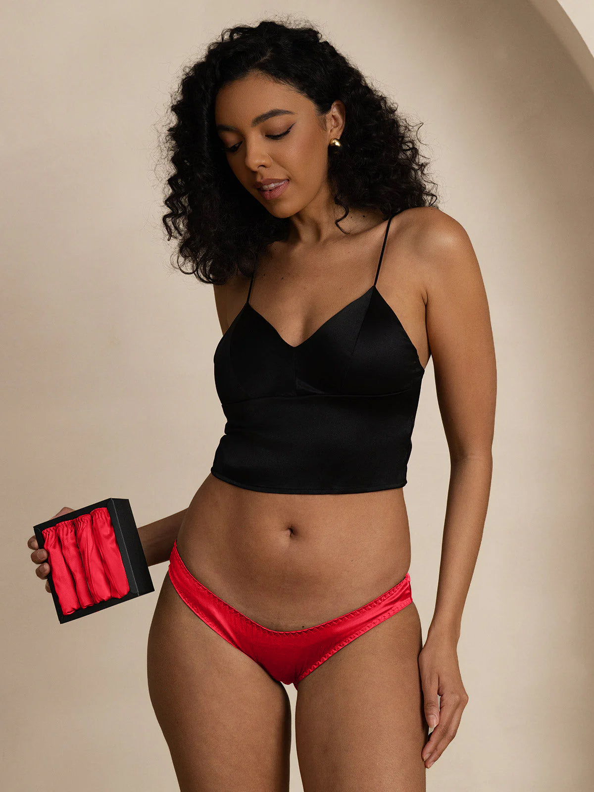 [Red] SilkSilky  Silk Knitted Panty 006,