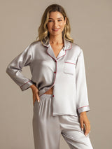 [Silver] SilkSilky  Long Sleeve Notch Collar Women's Pajamas 003
