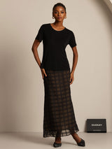 [Black] SilkSilky  Short Sleeve Round Neck Women's T-Shirt 007