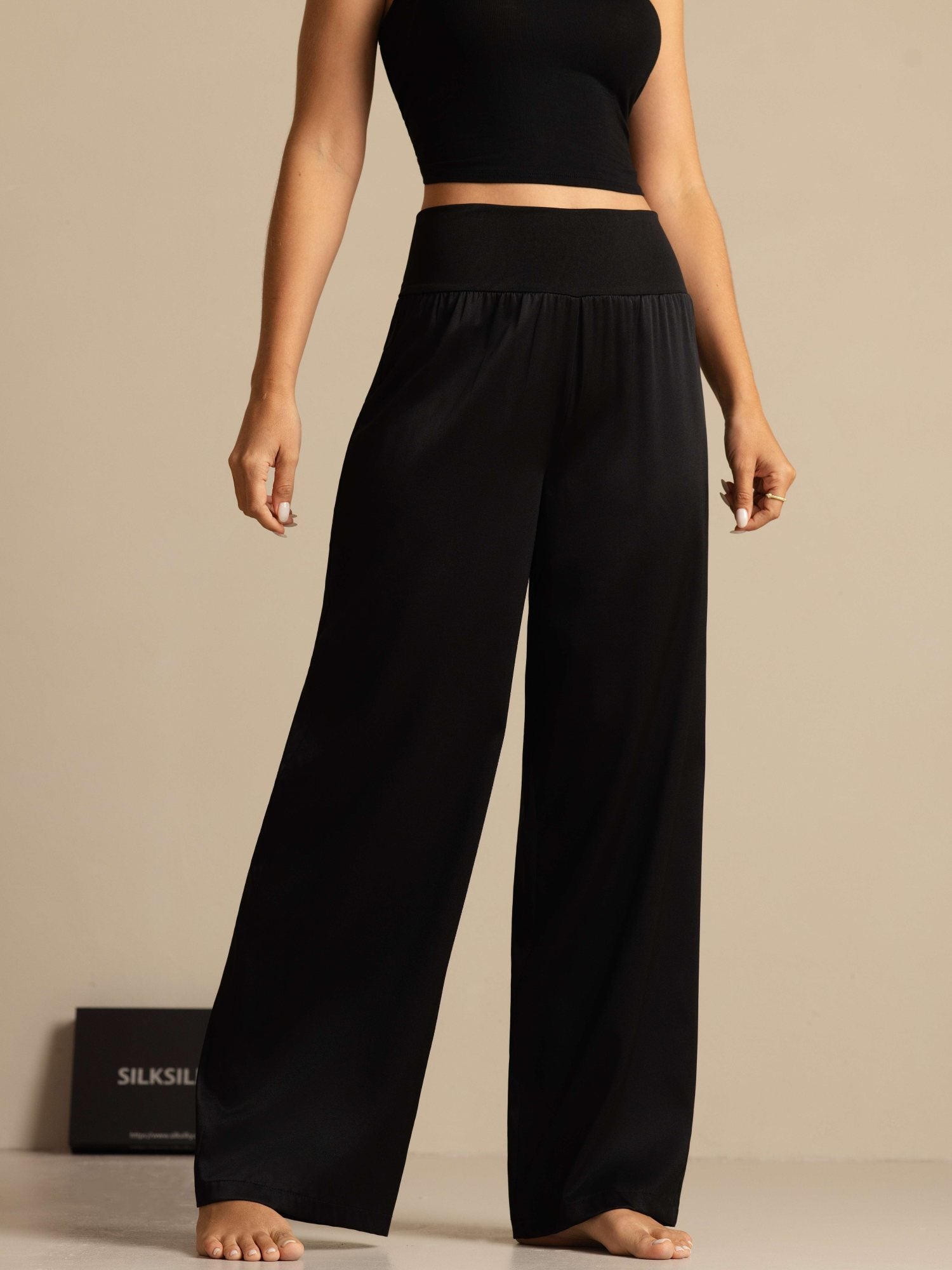 [Black] SilkSilky 19Momme Silk Womens Pants 003