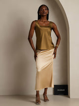 [Brown] SilkSilky  Sleeveless Camisole Top 007