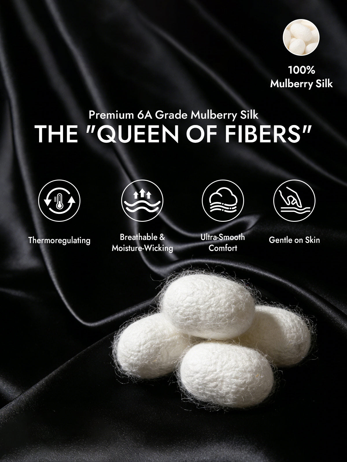 [Black] SilkSilky  19Momme Silk Bedding Set 002