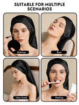[Black] SilkSilky  Pure Silk Sleep Cap 007