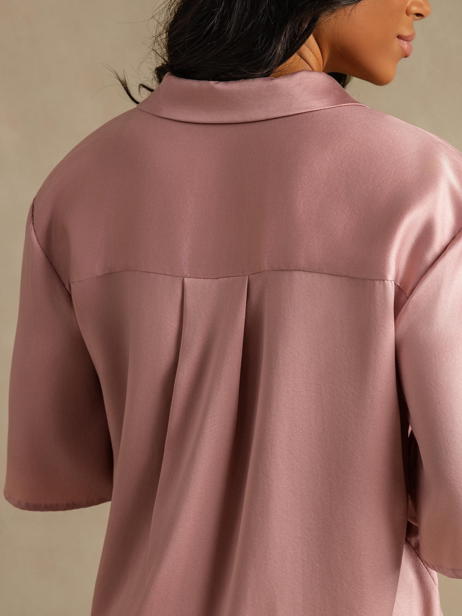 [Peach Skin] SilkSilky  19Momme Pure Silk Notch Collar Women's Pajamas 002,