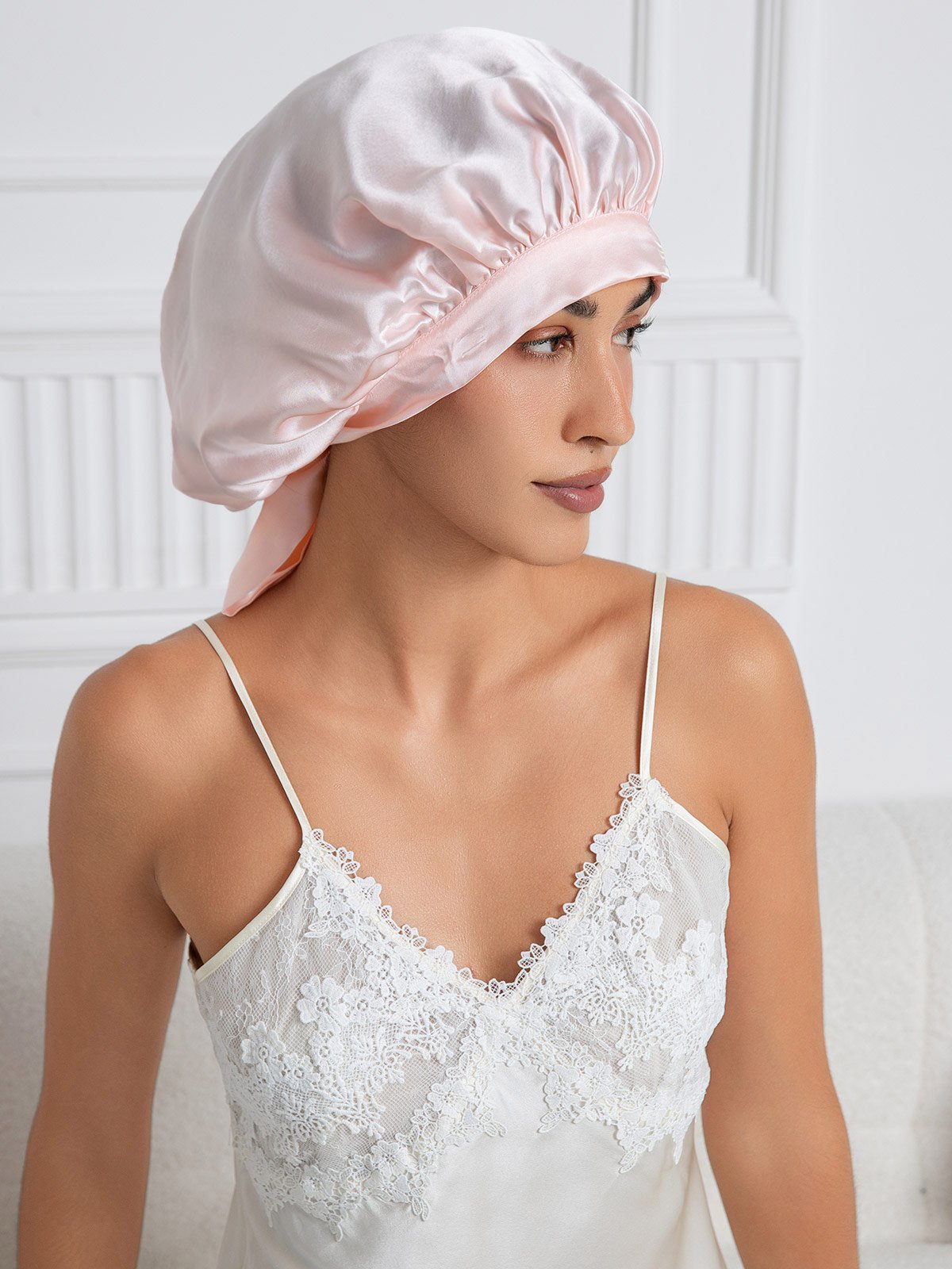 SilkSilky  Pure Silk Sleep Cap LightPink 001