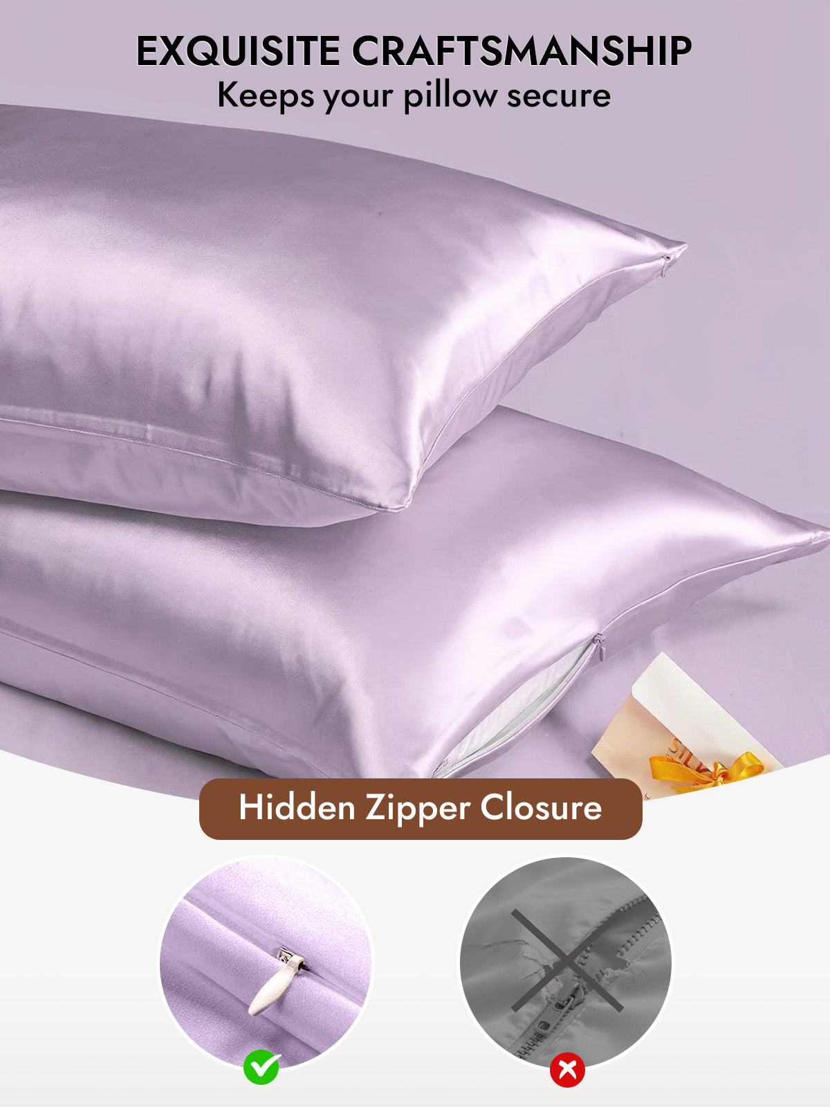 100% Mulberry Silk Pillowcase - Hidden Zipper