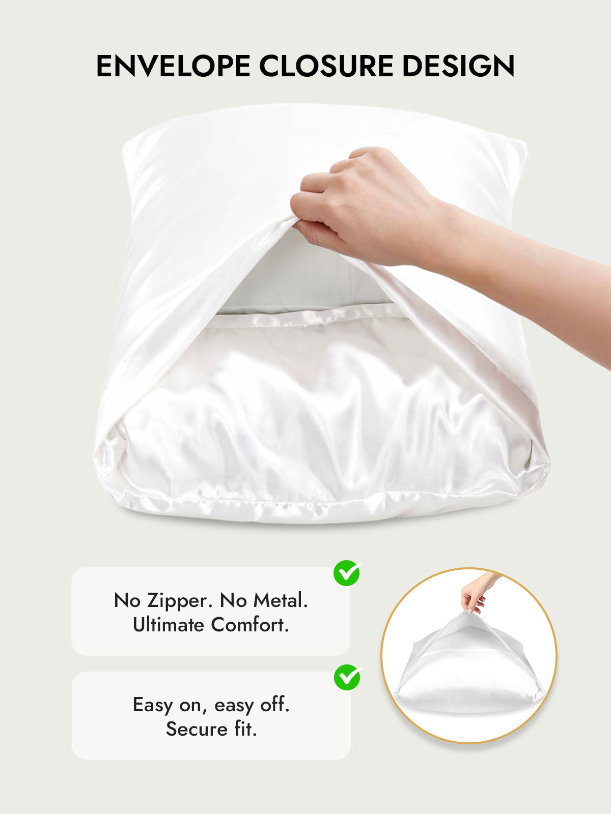 100% Mulberry Silk Pillowcase with Envelope Closure