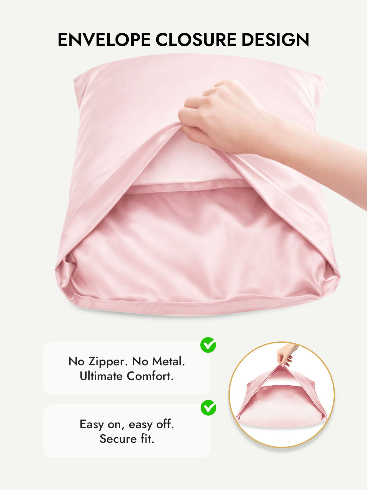 100% Mulberry Silk Pillowcase with Envelope Closure