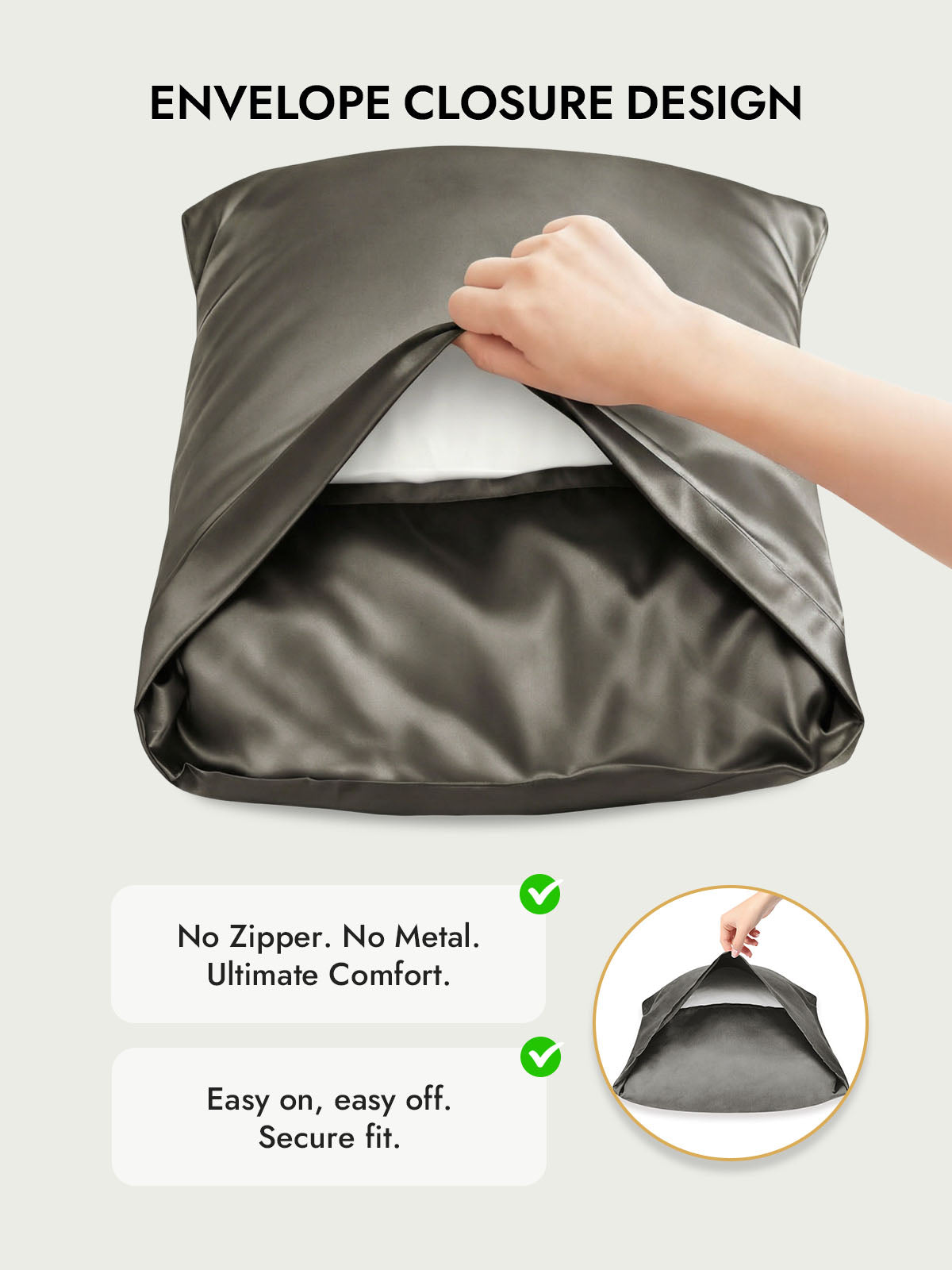 100% Mulberry Silk Pillowcase with Envelope Closure