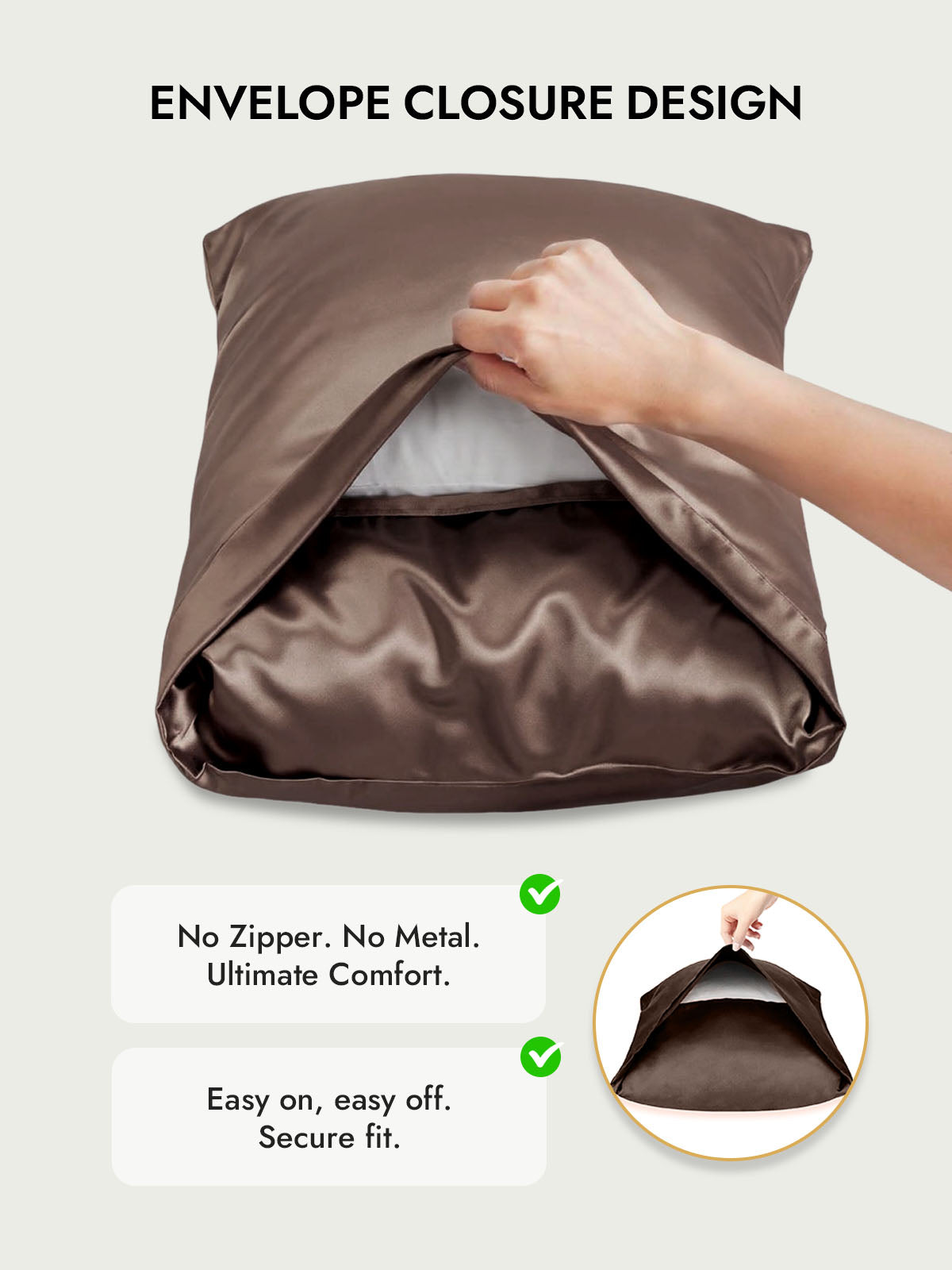 100% Mulberry Silk Pillowcase with Envelope Closure