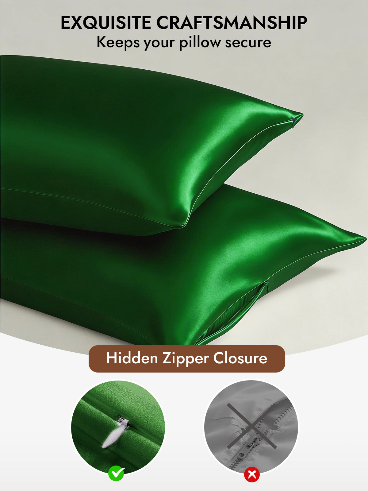 100% Mulberry Silk Pillowcase - Hidden Zipper