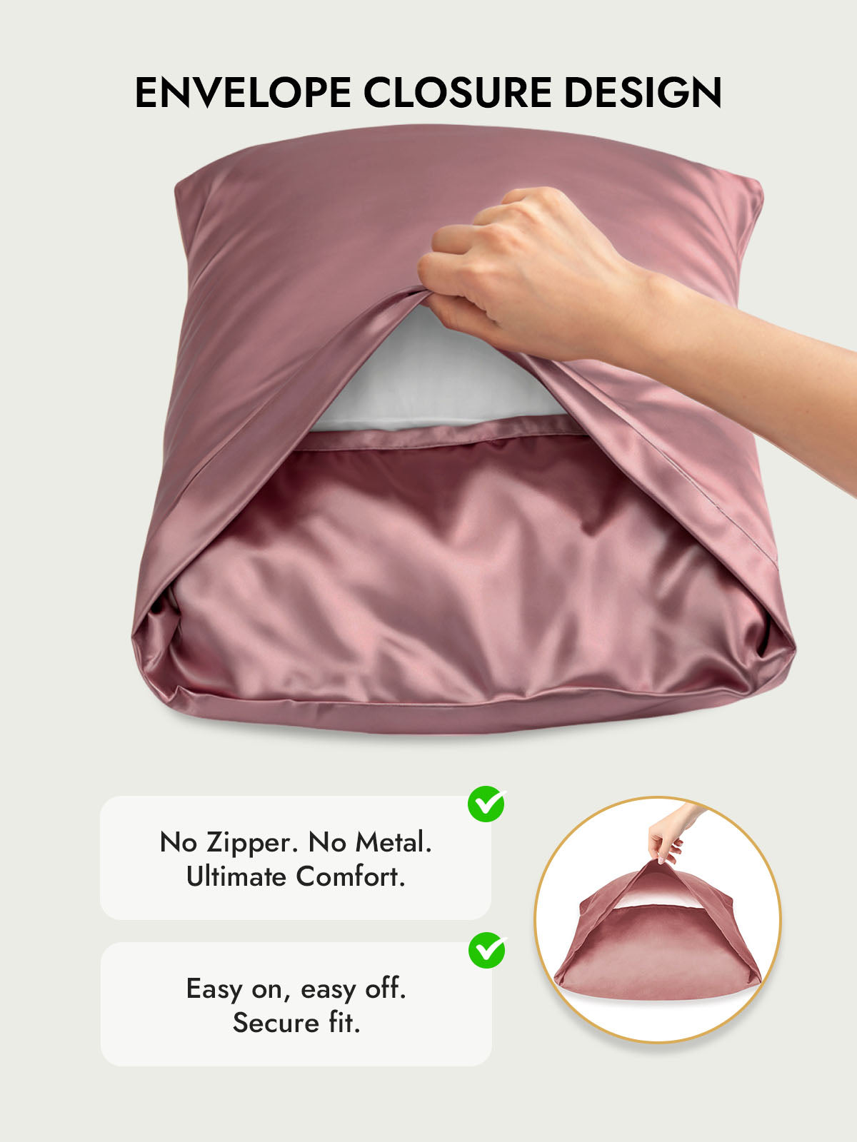 100% Mulberry Silk Pillowcase with Envelope Closure