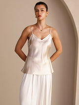 [Beige] SilkSilky  Spaghetti Strap V Neck Camisole Top 003