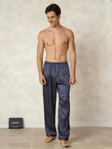 [Navy Ginkgo] SilkSilky  Men's Sleep Shorts 005