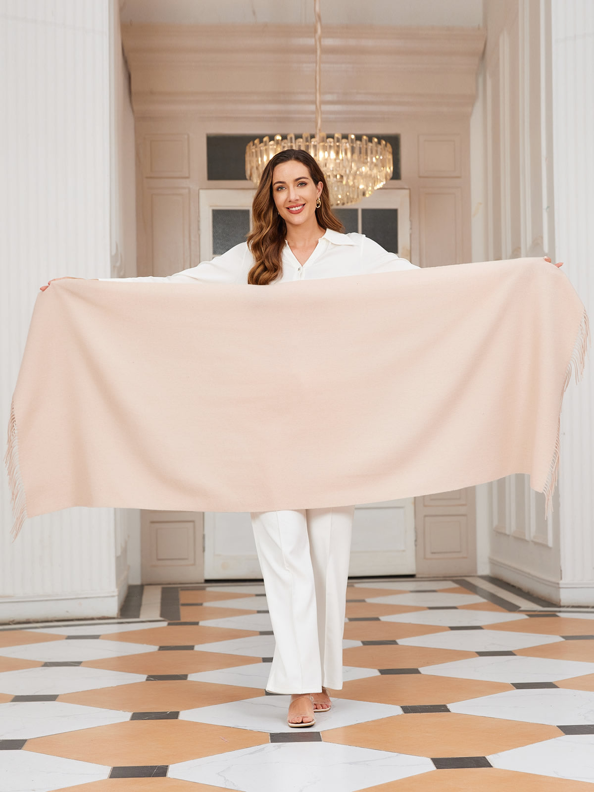 [Beige] SilkSilky  Wool Scarf 004
