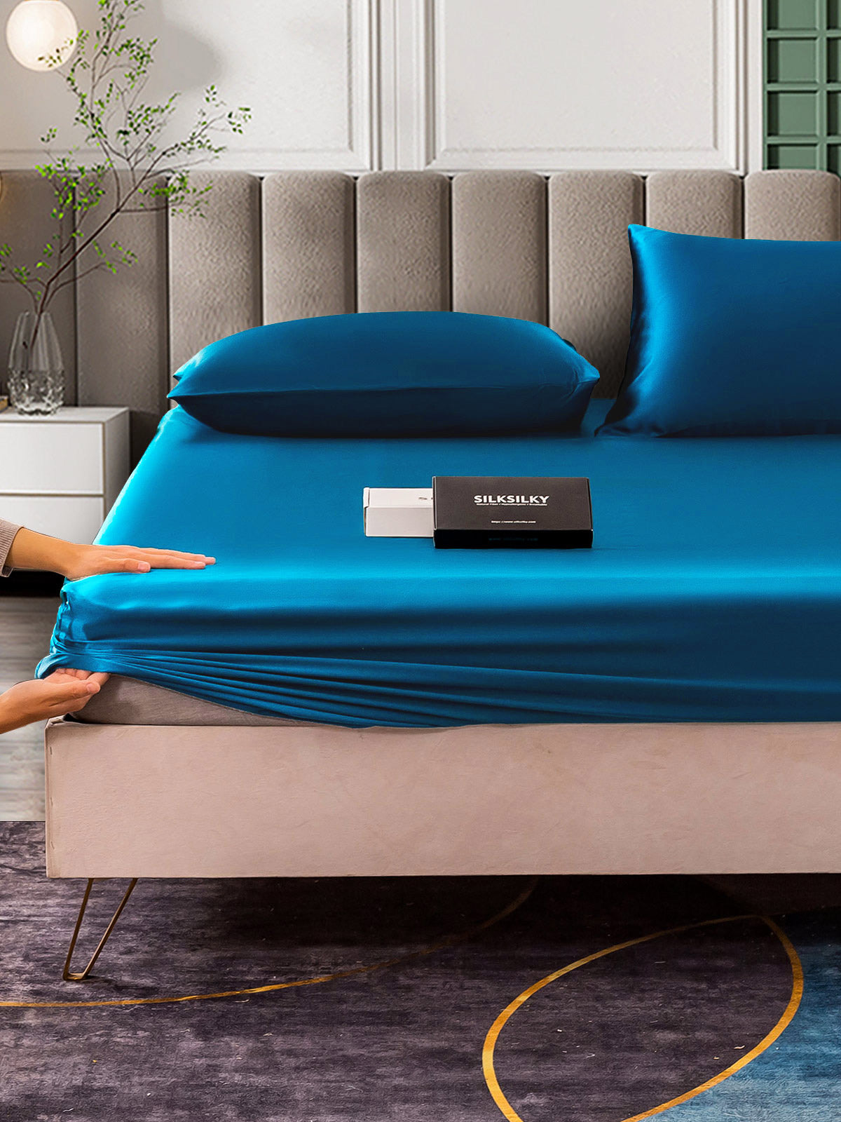 [Teal] SilkSilky  25Momme Pure Silk Bedding Set 006