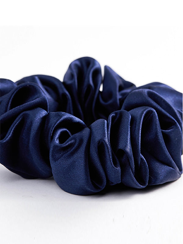 SilkSilky  19Momme Pure Silk Scrunchie DarkBlue 005