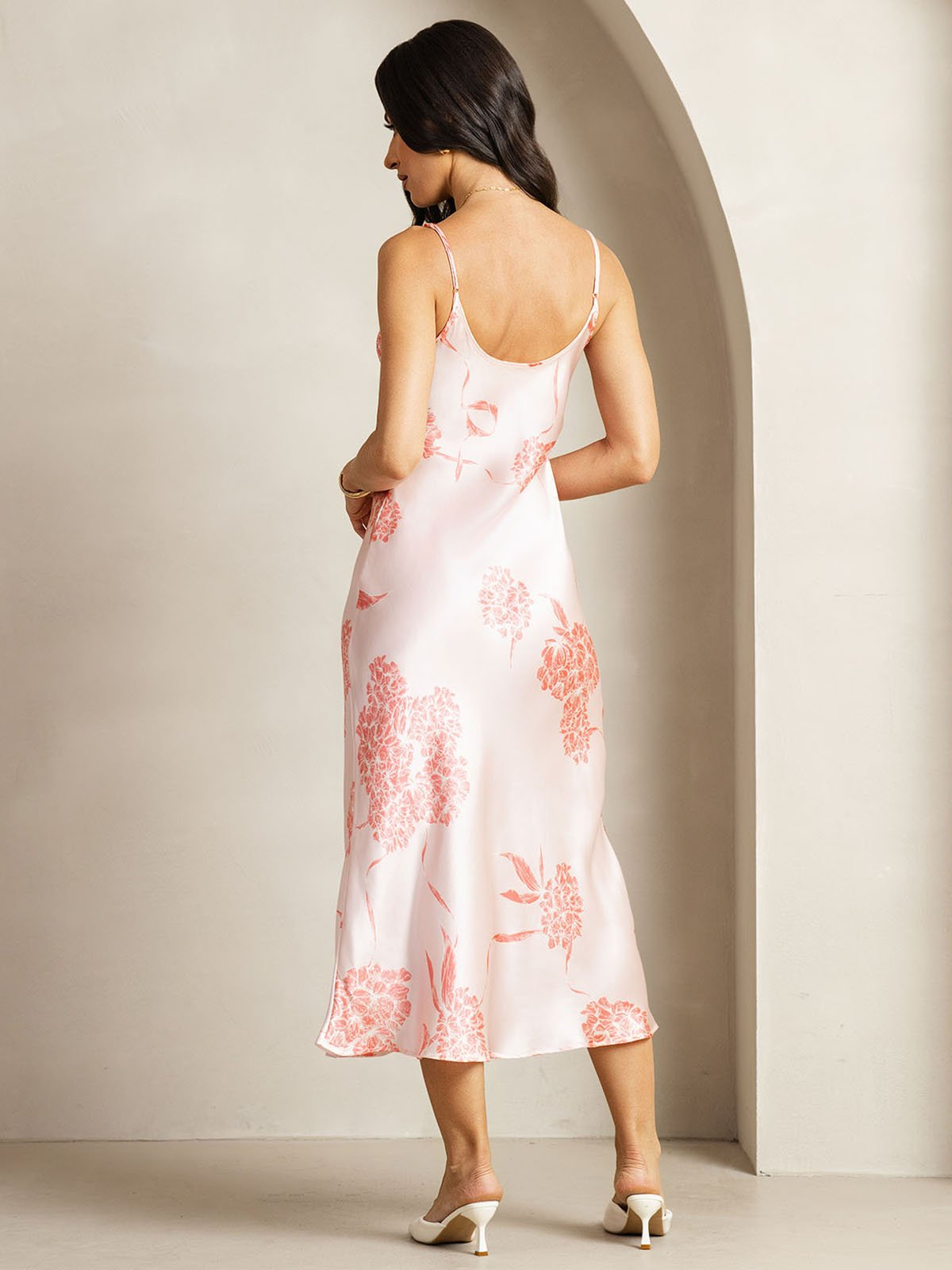 [CoralFloral] SilkSilky 19Momme Silk V Neck Dress 002