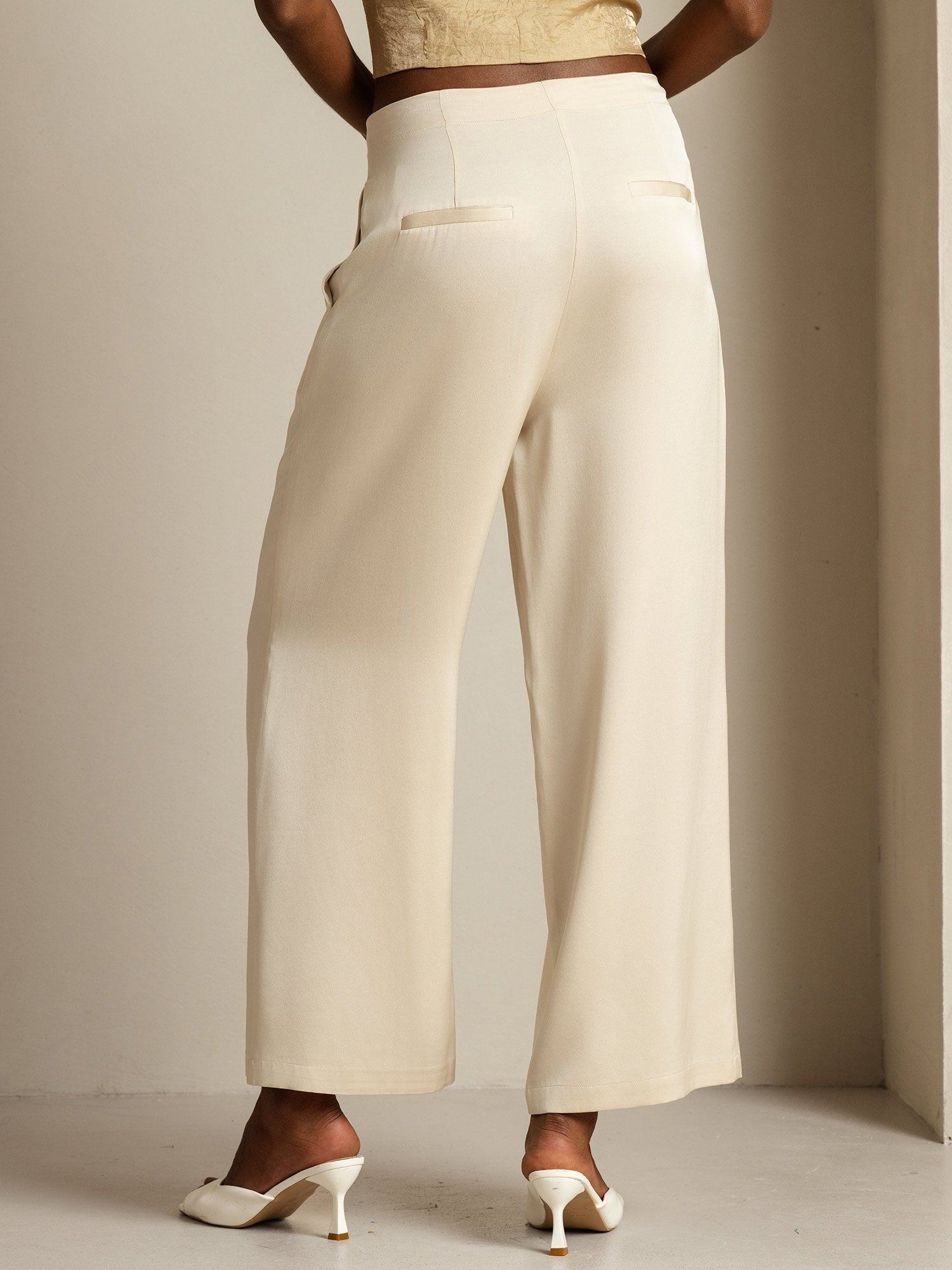 [Beige] SilkSilky 19Momme Silk Womens Pants 002