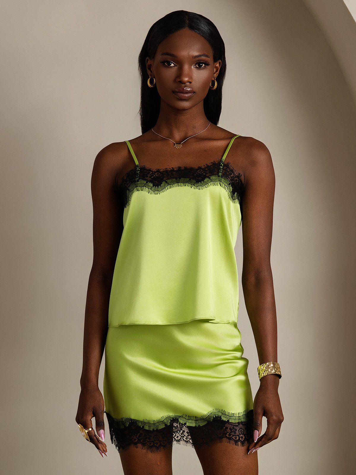 SilkSilky 19Momme Silk Camisole Set MintGreen 006