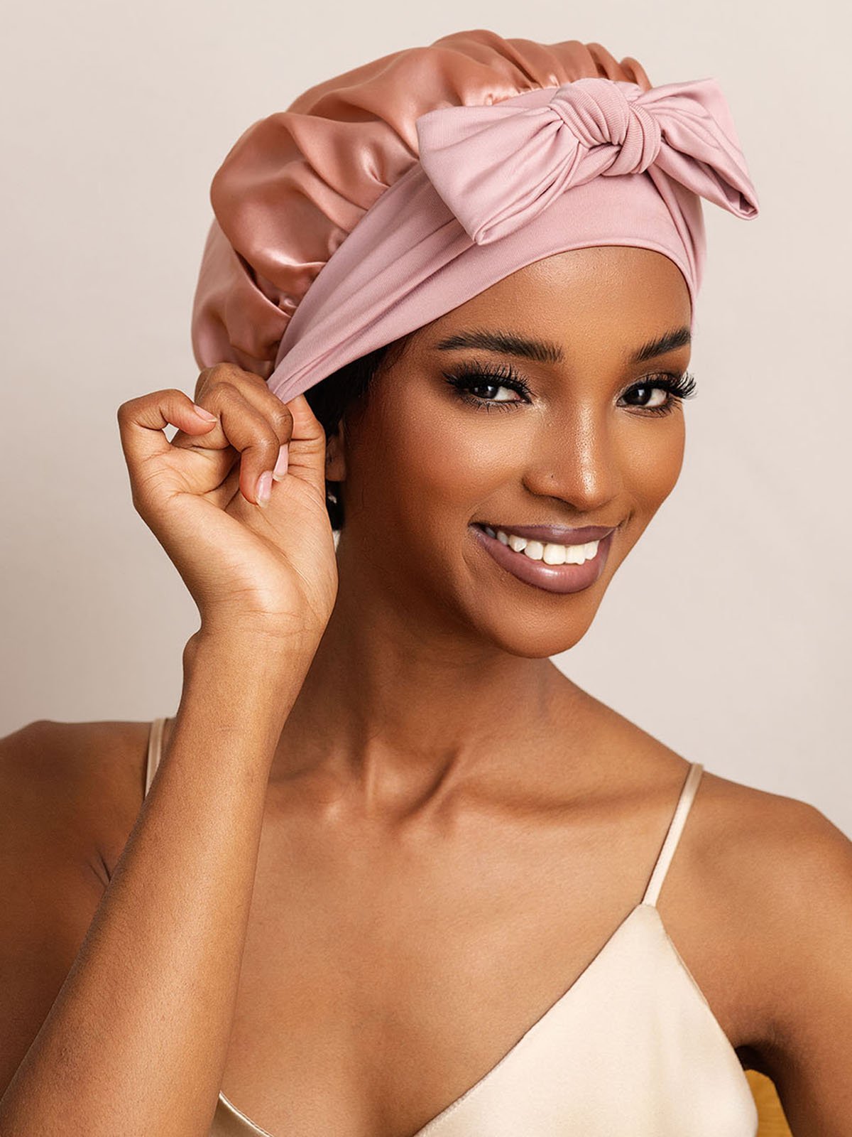 SilkSilky Pure Silk Sleep Cap Pink 001
