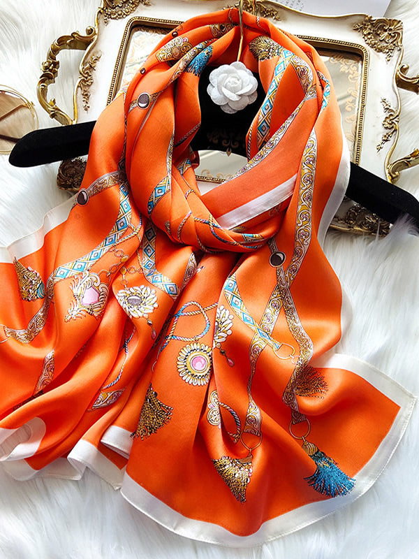 SilkSilky US Pure Silk Scarf Orange 001