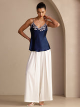 [Dark Blue] SilkSilky Spaghetti Strap V Neck Camisole Top 007