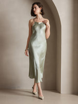 SilkSilky  19Momme Silk Sleeveless Dress LightGreen 004