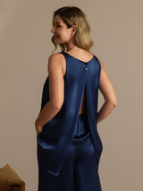 [Dark Blue] SilkSilky  Sleeveless Women's Pajamas 002