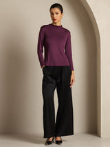 [Purple] SilkSilky  Pure Silk High Neck Women's T-Shirt 008