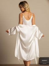 [White] SilkSilky  3/4 Sleeve Women's Pajamas 002