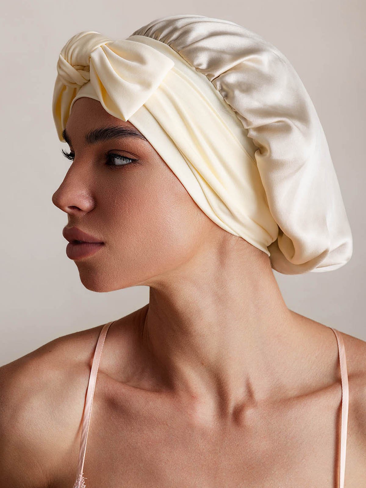 SilkSilky Pure Silk Sleep Cap Beige 002