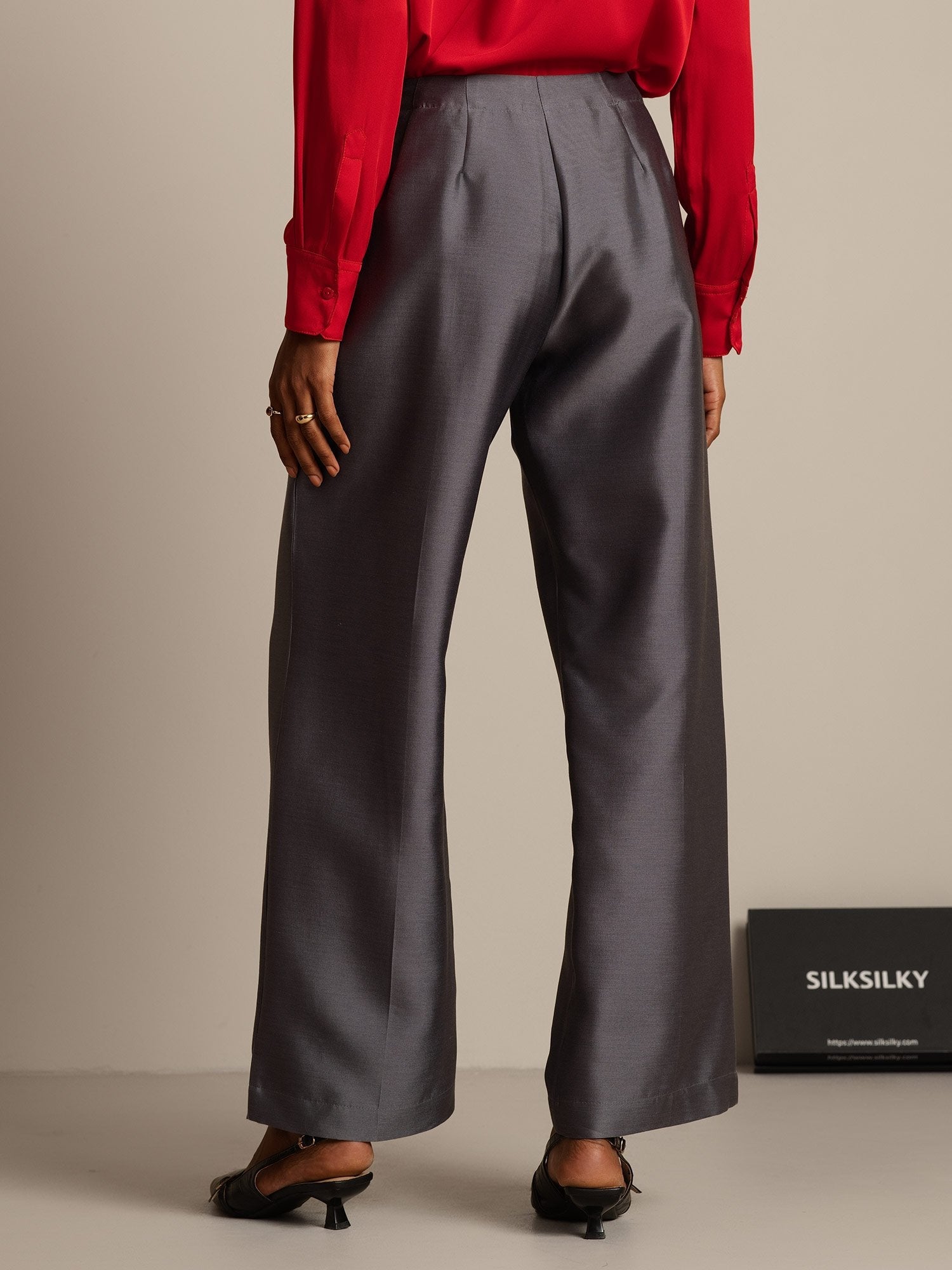 [Gray] SilkSilky  32Momme Silk Womens Pants 002,