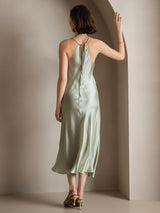 SilkSilky  19Momme Silk Sleeveless Dress LightGreen 002