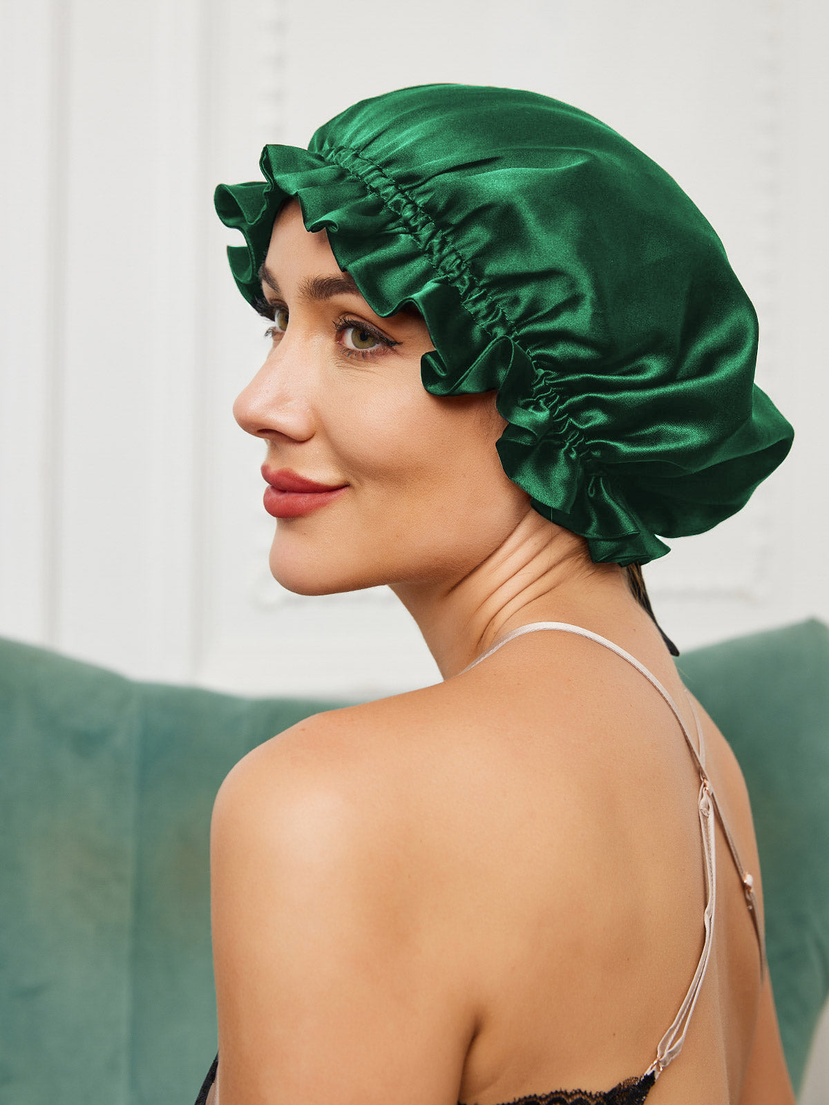 SilkSilky  Pure Silk Sleep Cap DarkGreen 001