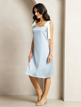[Grayish Blue] SilkSilky  Sleeveless Square Neck Dress 003