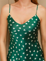 [Green Heart] SilkSilky  Spaghetti Strap V Neck Camisole Set 013