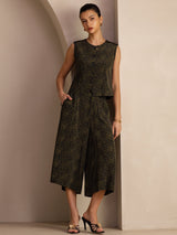 [Pine Vintage] SilkSilky Sleeveless Crew Neck Women's Outfit Sets 007