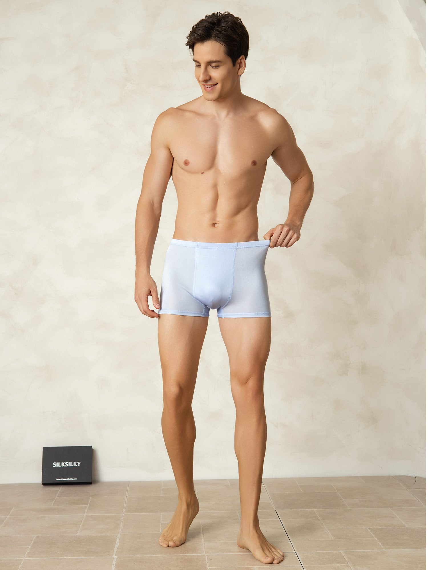 [Light Blue] SilkSilky  Silk Knitted Mens Underwear 004