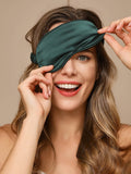 SilkSilky US 19Momme Pure Silk Eye Mask DarkGreen 002