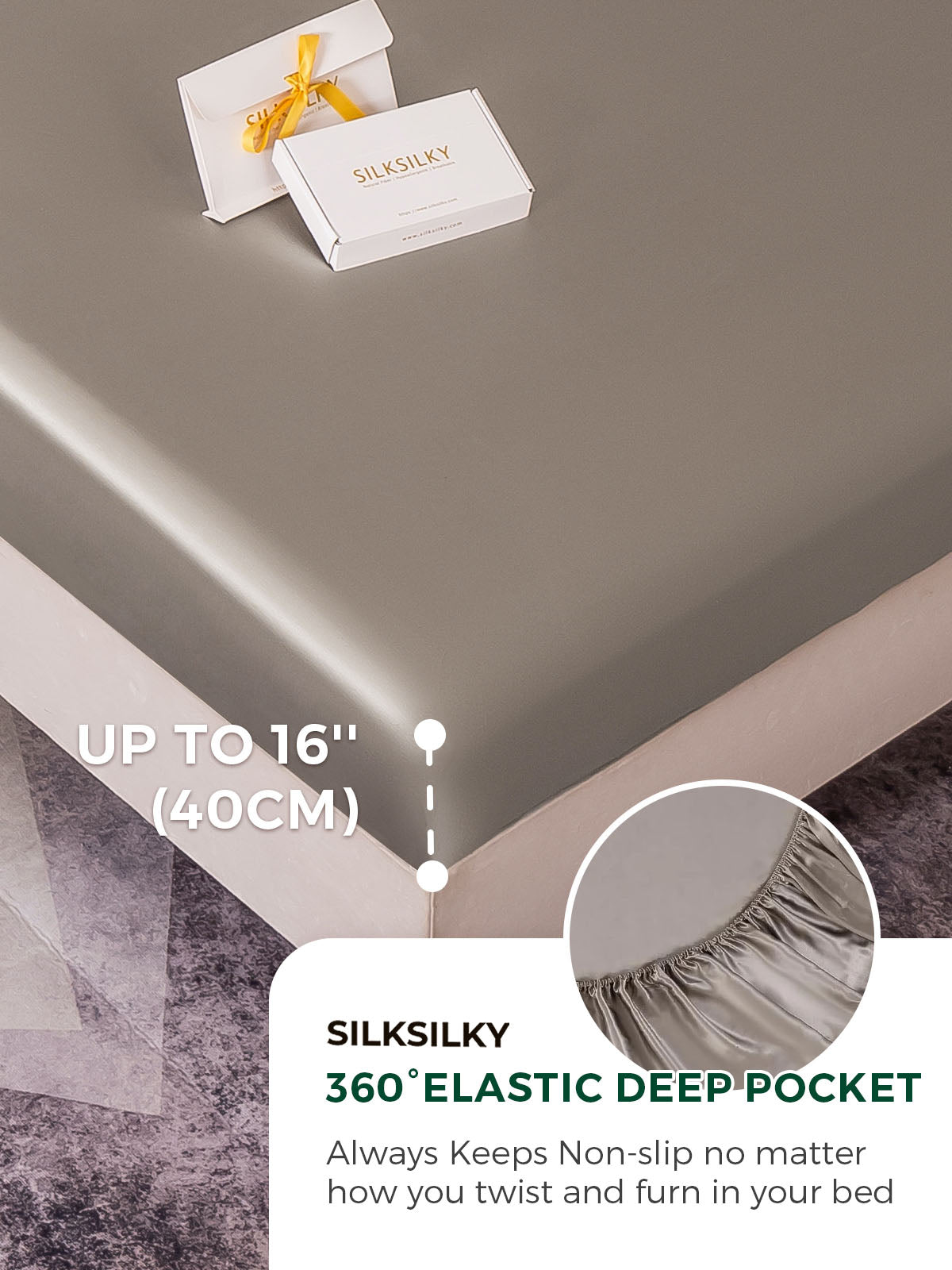 [Gray] SilkSilky  25Momme Pure Silk Bedding Set 004